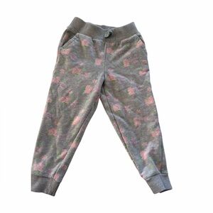 Janie and Jack Gray Joggers with Pink Floral Accents